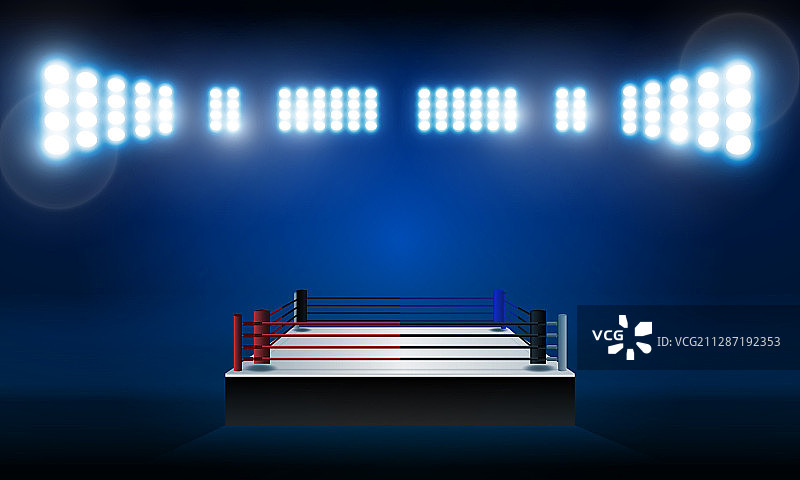 拳击擂台与聚光灯设计图片素材