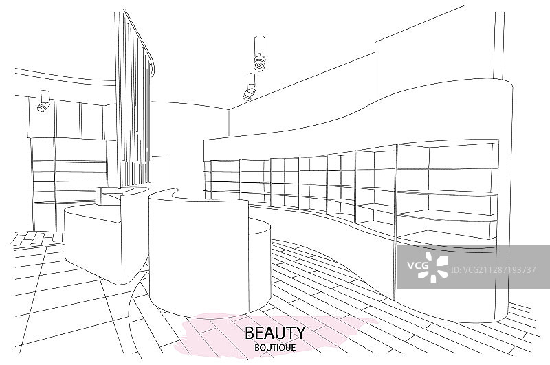 精品店内部轮廓草图图片素材