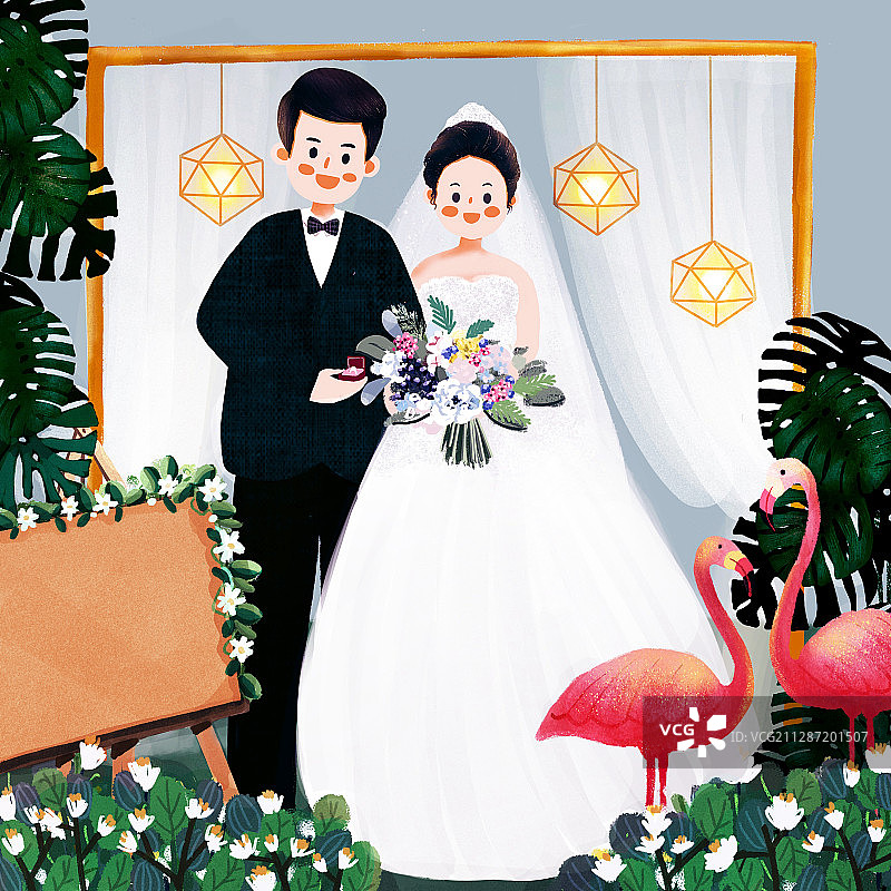 婚礼插画定制图片素材