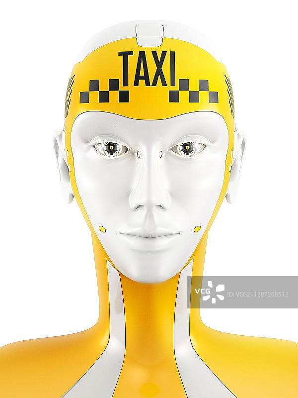 机器人出租车司机概念插画图片素材