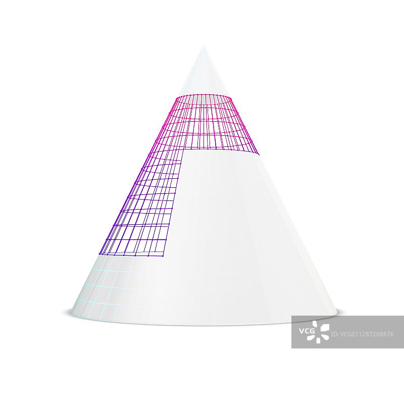 带可见线框的白色锥体插图图片素材