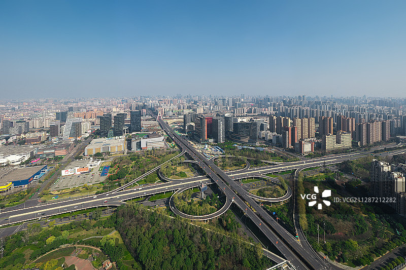 成都城区天府立交图片素材