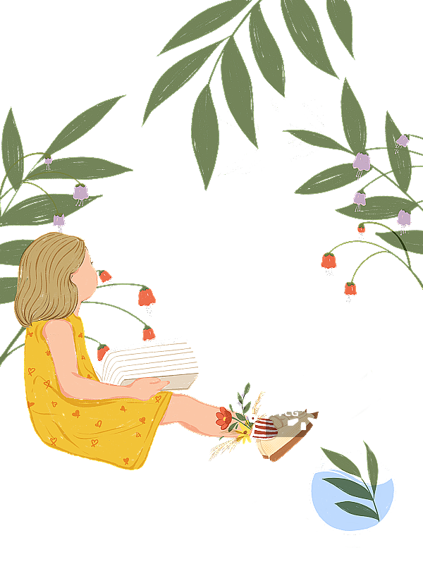 阅读的女孩图片素材