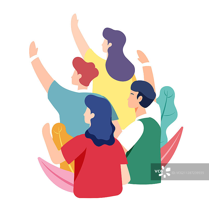 卡通双十一双十一618购物节电商促销活动人群矢量插画图片素材