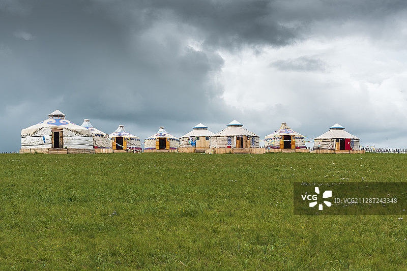 中国内蒙古呼伦贝尔草原上的蒙古包图片素材