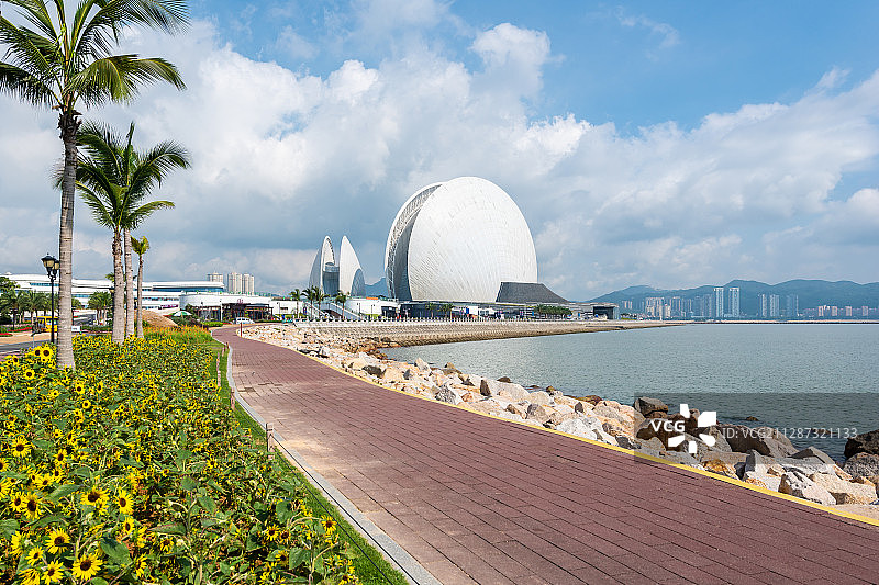 珠海大剧院海岸风光图片素材