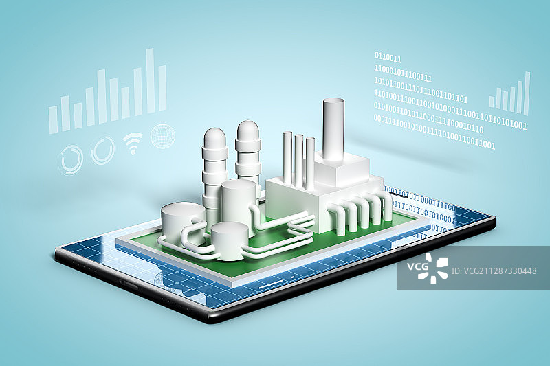 智慧工业4.0，三维图形图片素材