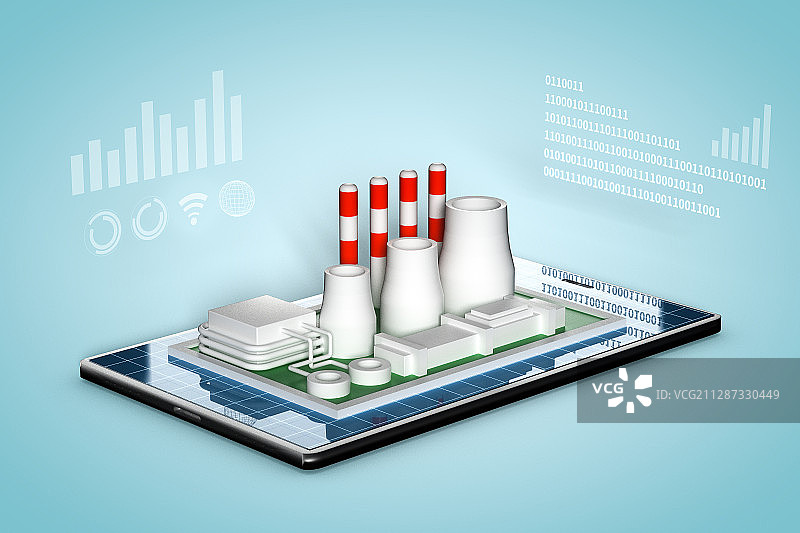 智慧工业4.0，三维图形图片素材