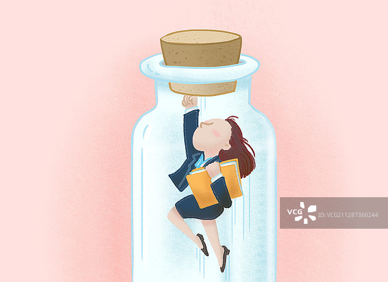 插画：女性的职业瓶颈图片素材