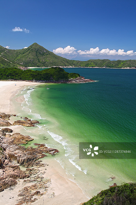 夏日中国香港西贡区大浪湾海滩图片素材