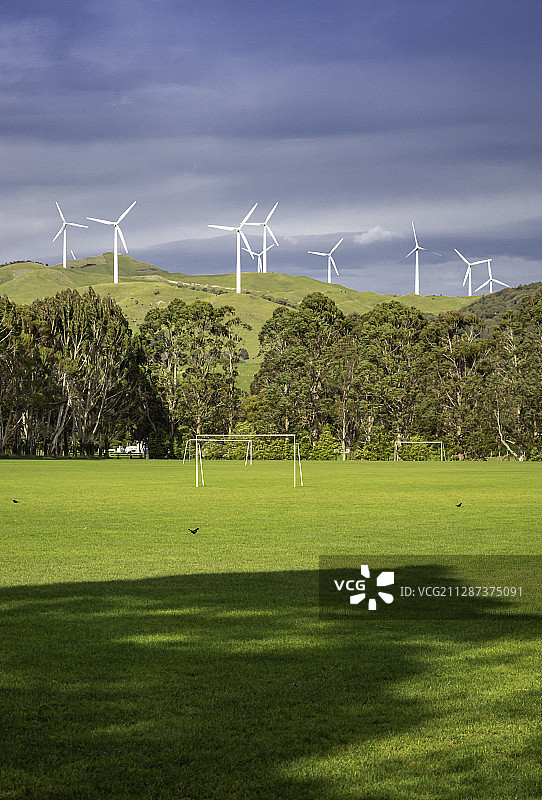 新西兰北帕默斯顿马纳瓦图风力发电图片素材