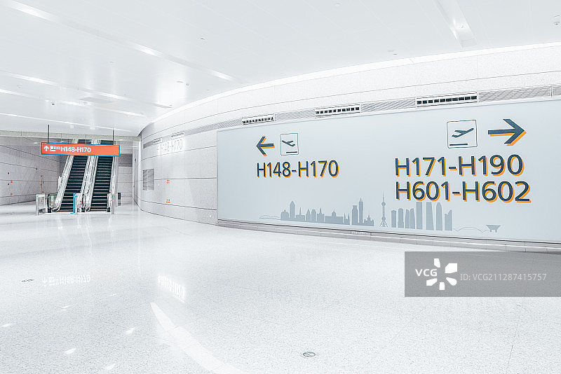 上海浦东机场卫星厅内部照片图片素材