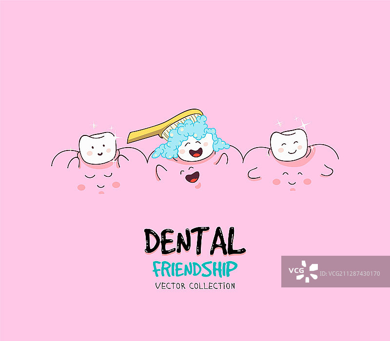 牙齿和牙刷之间有趣的友谊图片素材