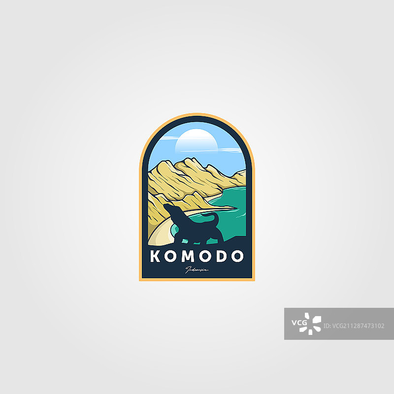 科莫多岛复古logo国家公园设计图片素材