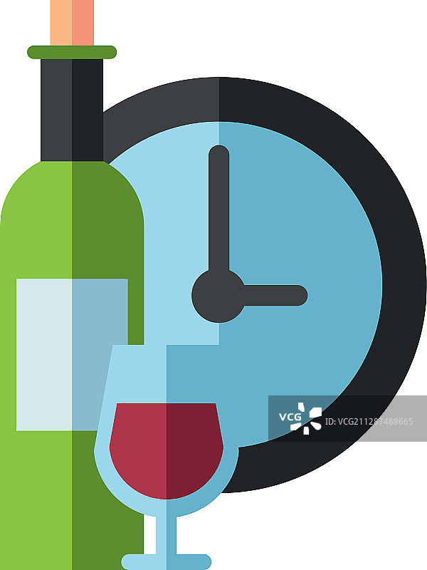 酒瓶、杯子和手表图片素材