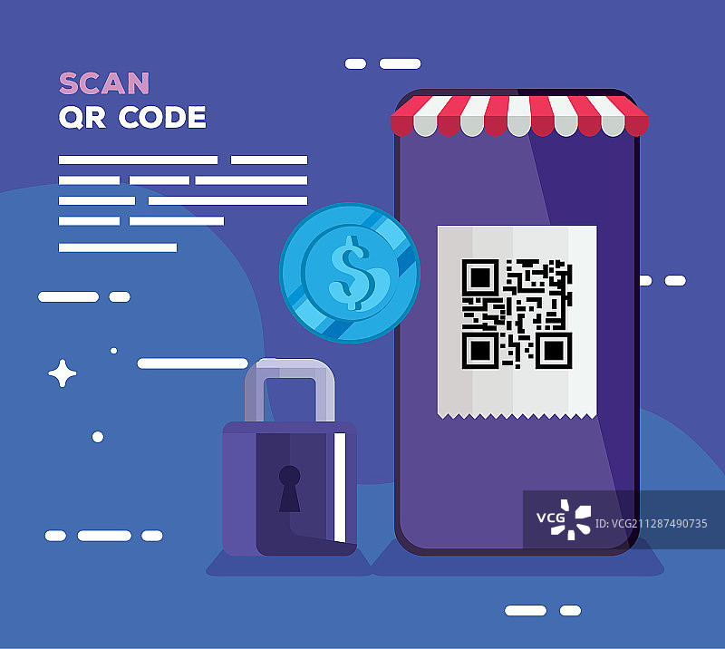 带二维码扫描和密码锁的智能手机图片素材