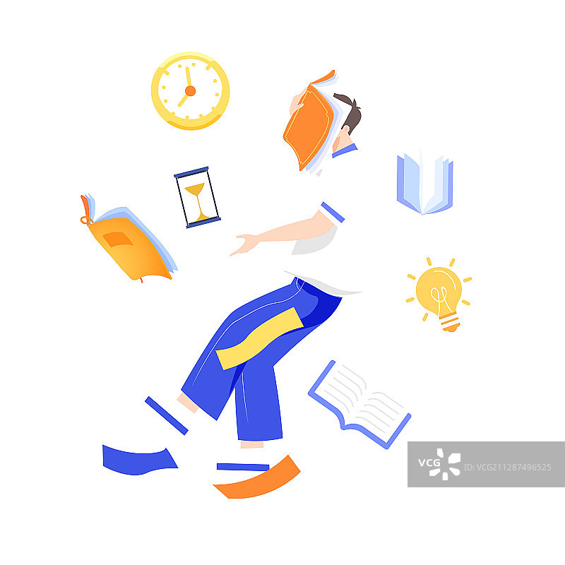 卡通在线教育学习课程知识辅导补习培训中高考学生冲刺班矢量插画图片素材