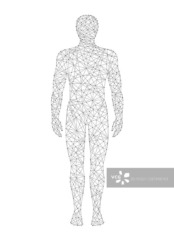 深色背景上的低多边形人体图片素材