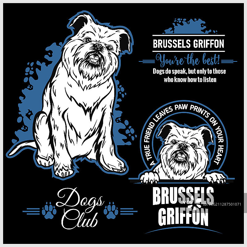 布鲁塞尔格里芬犬T恤标志套装图片素材