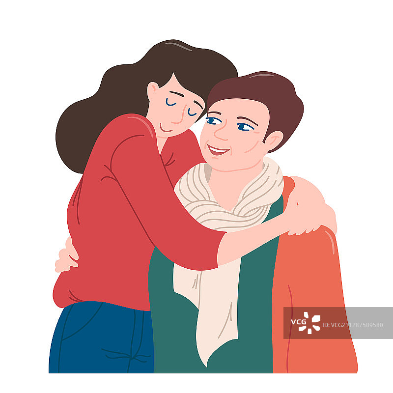 年轻女人充满爱意地拥抱妈妈图片素材