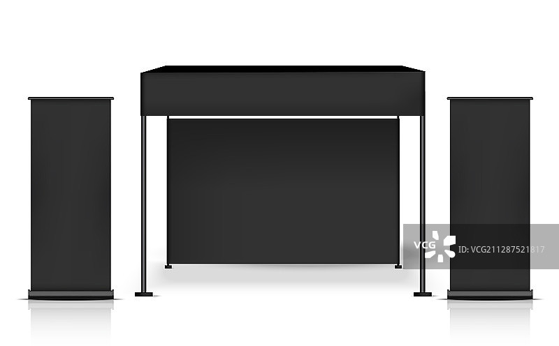 带有banner的逼真帐篷亭3D模型图片素材