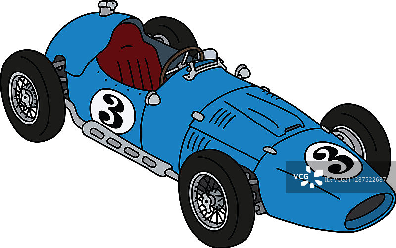 复古蓝色赛车图片素材