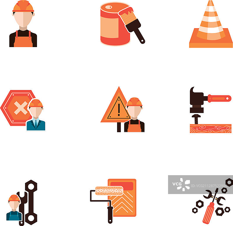 成套的建筑设备详细图标图片素材