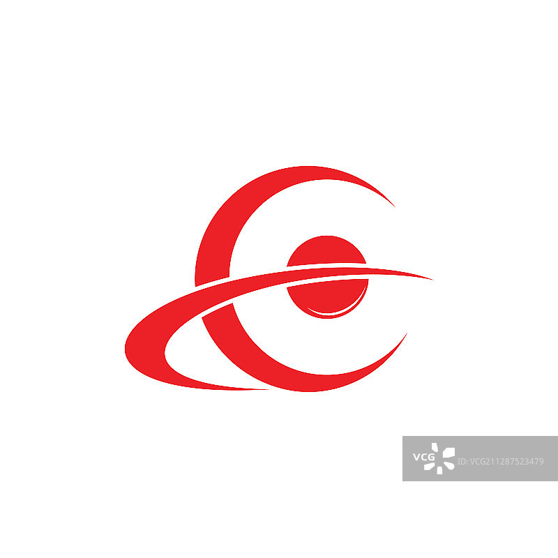 抽象字母C轨道行星扁平Logo图片素材