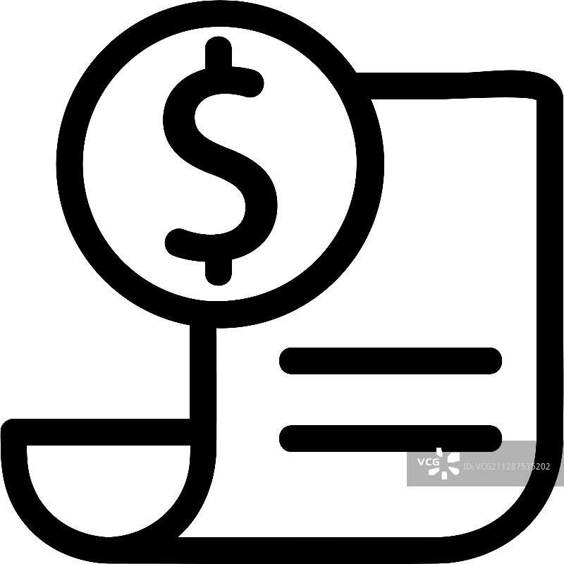 收据美元图标孤立轮廓图片素材