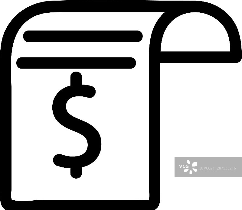 收据美元图标孤立轮廓图片素材