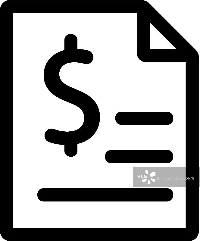 收据美元图标孤立轮廓图片素材