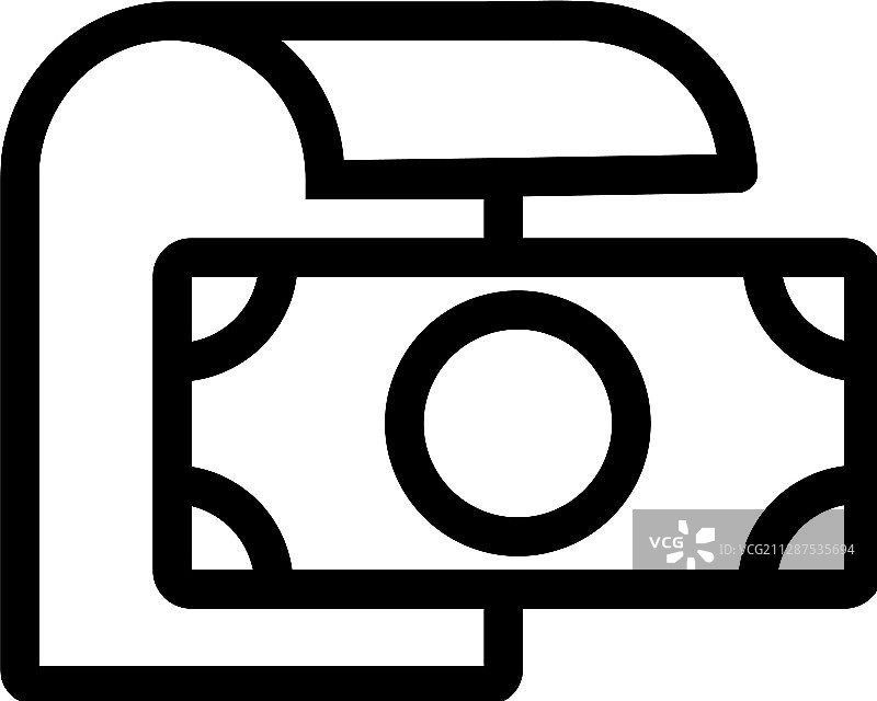 收据美元图标孤立轮廓图片素材