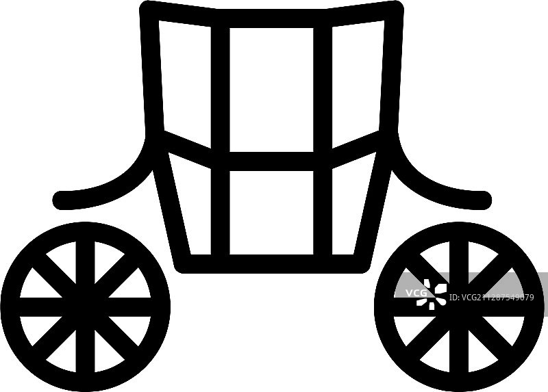 单人马车轮廓图标图片素材