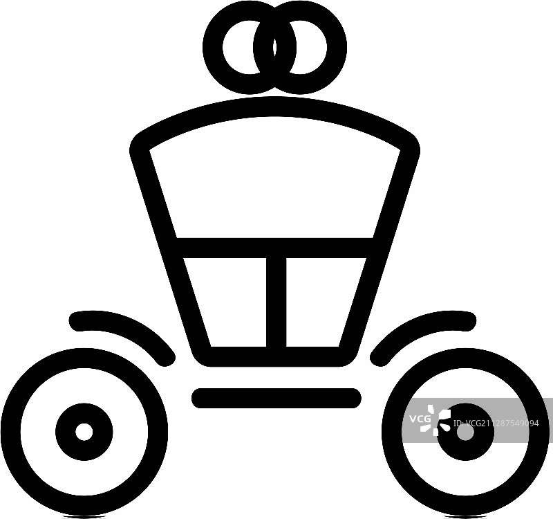 单人马车轮廓图标图片素材