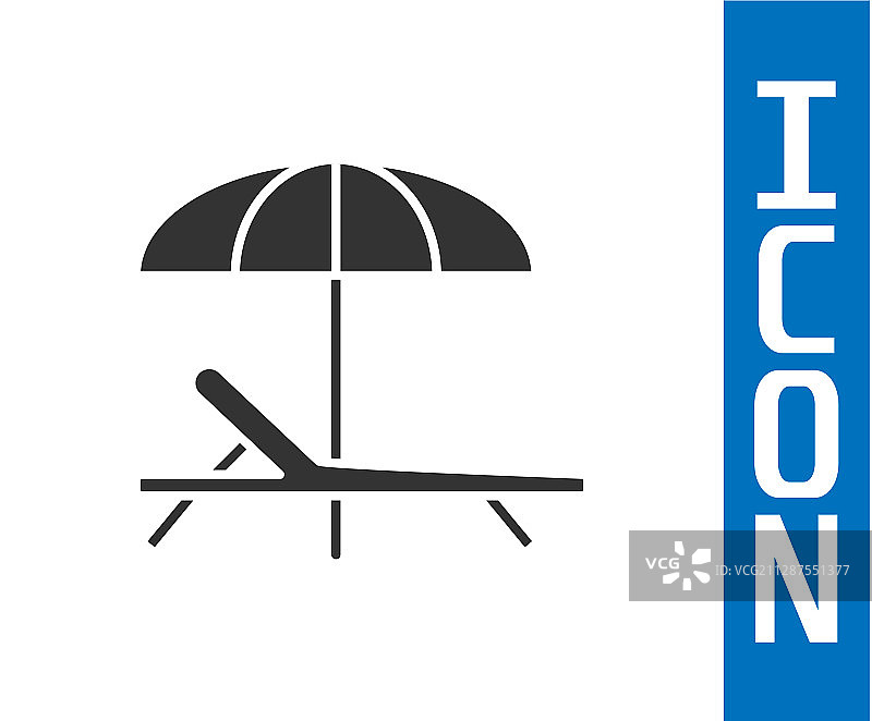 白色背景上的灰色日光浴床图标图片素材