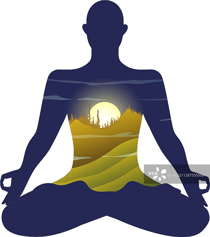 僧侣剪影练习瑜伽莲花式图片素材