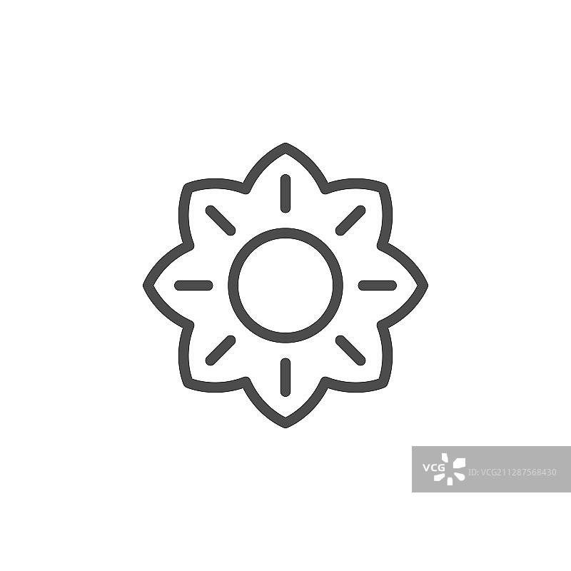 阳光线条轮廓图标和光照物体图片素材