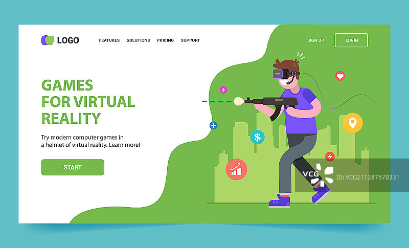 虚拟现实眼镜着陆页图片素材