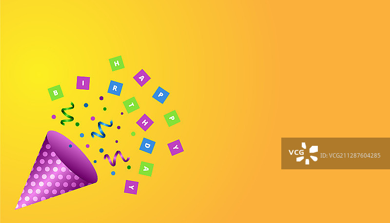 带逼真派对帽的生日概念图片素材