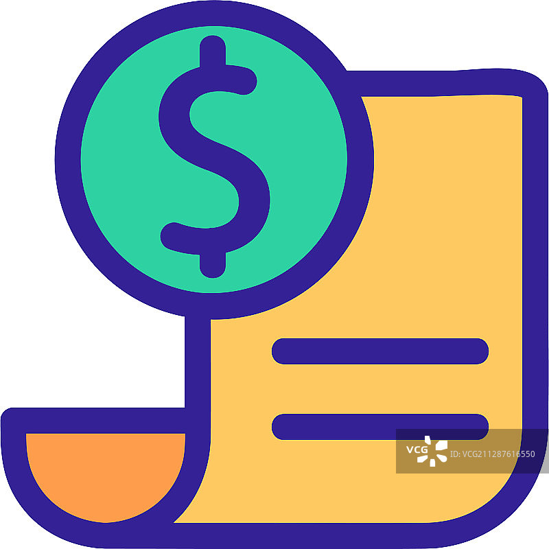 收据美元图标孤立轮廓图片素材