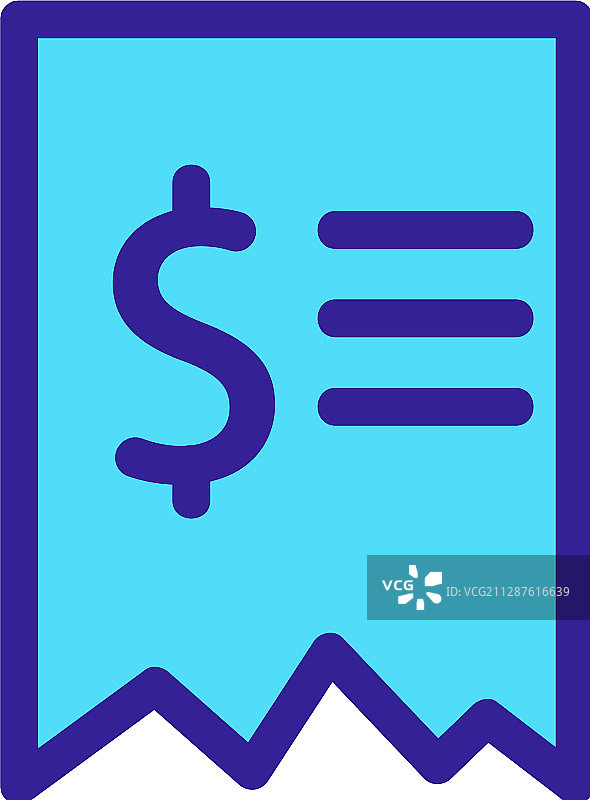 收据美元图标孤立轮廓图片素材