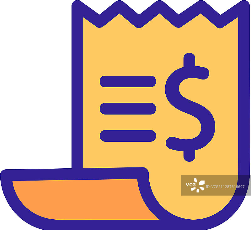 收据美元图标孤立轮廓图片素材