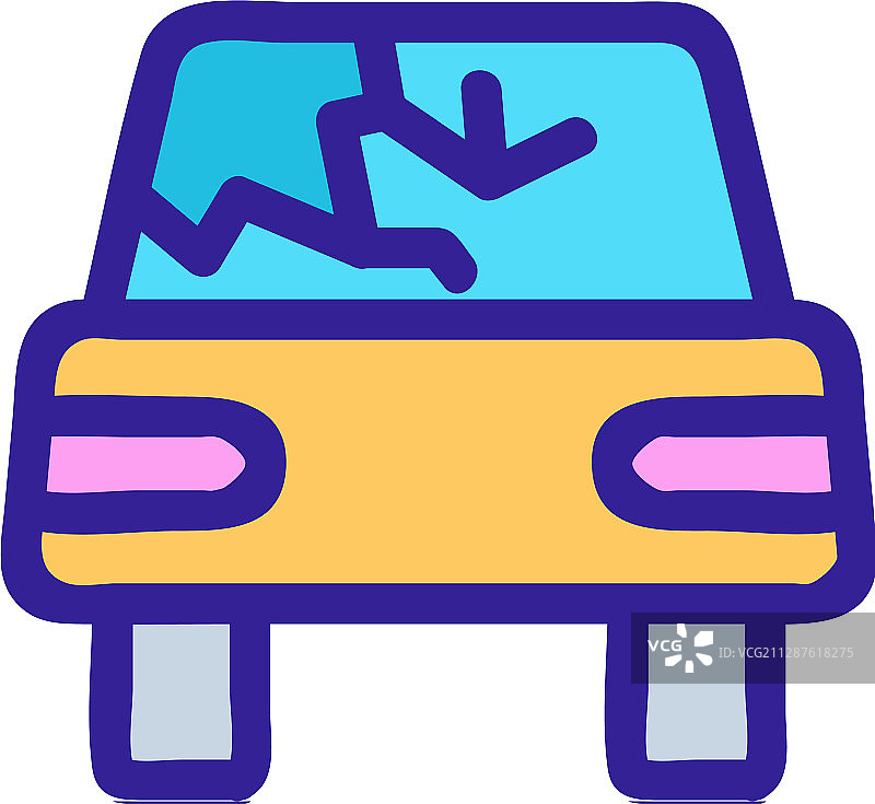 破损的汽车轮廓符号图标图片素材