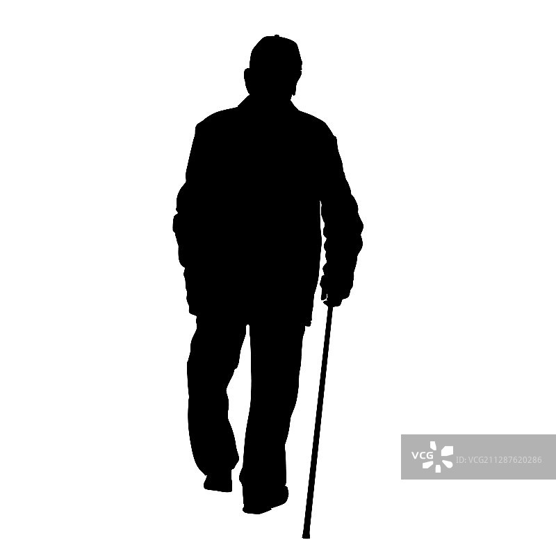拄着拐杖的老人剪影图片素材