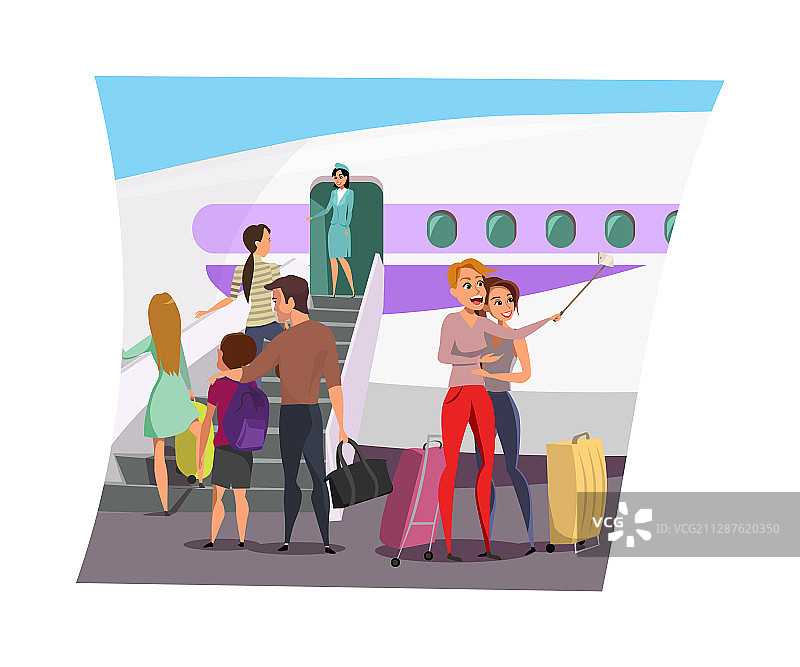 飞机登机扁平设计图片素材