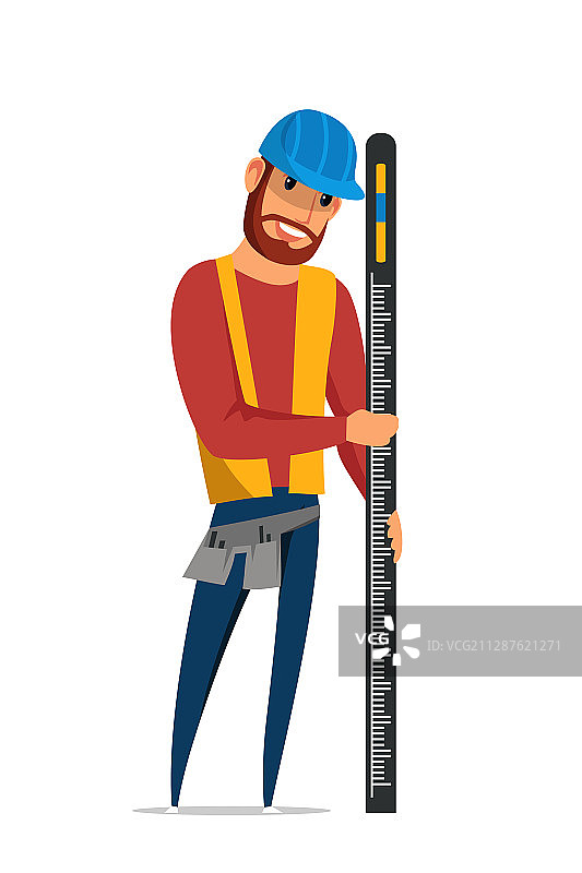 建筑工人用水平仪找平图片素材