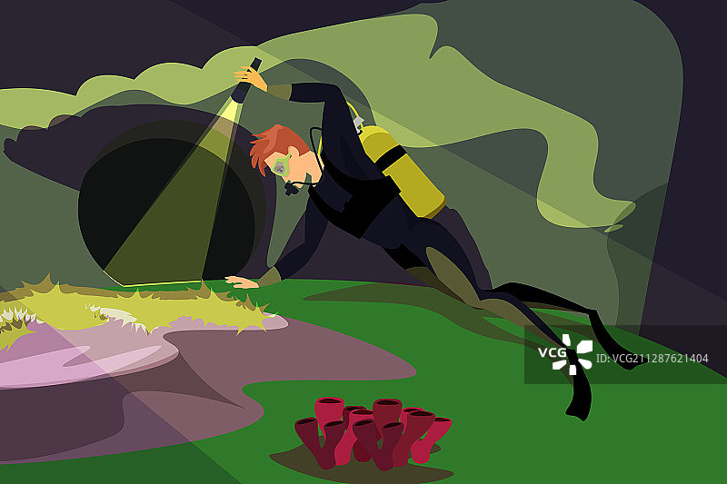 扁平风潜水员图片素材