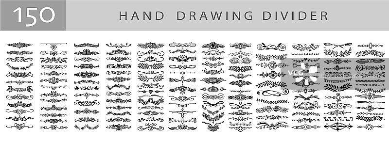 150个涂鸦素描分隔线合集图片素材