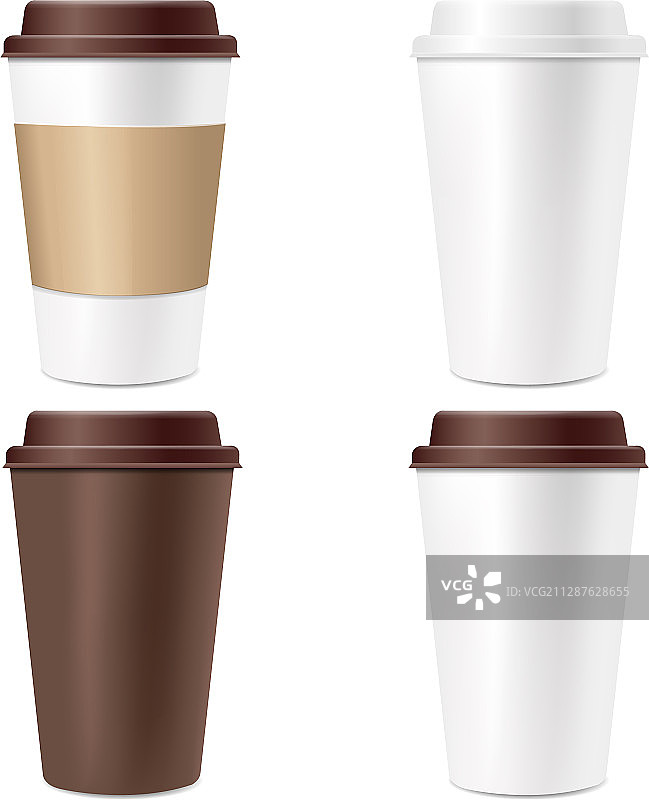 白色背景下的咖啡杯套装图片素材
