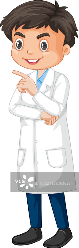 男孩穿着实验服，背景为白色图片素材